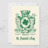 Shamrock Coat of Arm St. Patrick's Day Party Kaart (Voorkant)