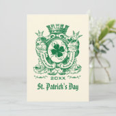 Shamrock Coat of Arm St. Patrick's Day Party Kaart (Staand voorkant)
