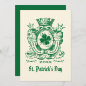 Shamrock Coat of Arm St. Patrick's Day Party Kaart (Voorkant / Achterkant)