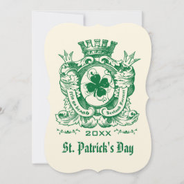 Shamrock Coat of Arm St. Patrick's Day Party Kaart