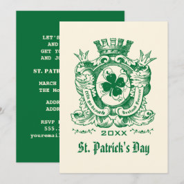 Shamrock Coat of Arm St. Patrick's Day Party Kaart