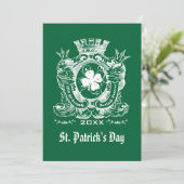 Shamrock Coat of Arm St. Patrick's Day Party Kaart (Staand voorkant)