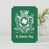Shamrock Coat of Arm St. Patrick's Day Party Kaart (Staand voorkant)