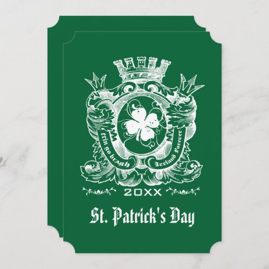 Shamrock Coat of Arm St. Patrick's Day Party Kaart (Voorkant / Achterkant)