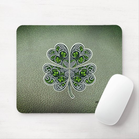 Shamrock Colover  St.Patrick`s Day Green Leather  Muismat (Met muis)