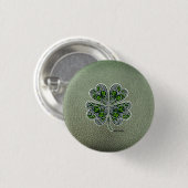 Shamrock Colover  St.Patrick`s Day Green Leather  Ronde Button 3,2 Cm (Voorkant /achterkant)