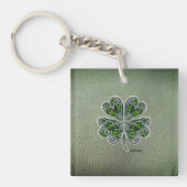 Shamrock Colover  St.Patrick`s Day Green Leather  Sleutelhanger (voorkant)