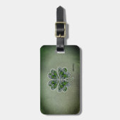 Shamrock Colover St.Patrick`s Day Groen Leer Bagagelabel (Voorkant verticaal)