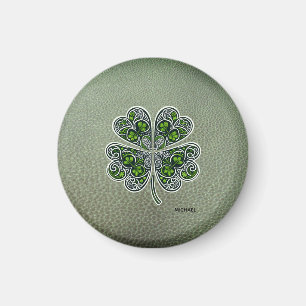 Shamrock Colover St.Patrick`s Day Groen Leer Magneet