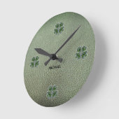 Shamrock Colover St.Patrick`s Day Groen Leer Ronde Klok (Hoek)