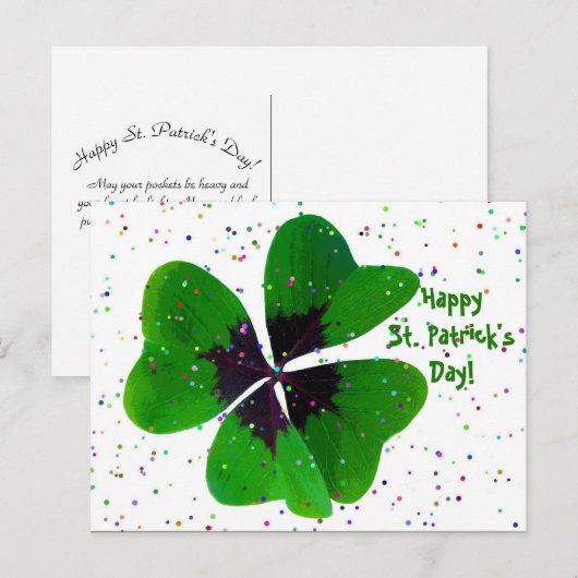 Shamrock Confetti St. Patrick's Day Briefkaart (Voorkant / Achterkant)