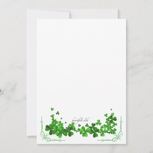 Shamrock Corners repetitie diner uitnodiging (Achterkant)