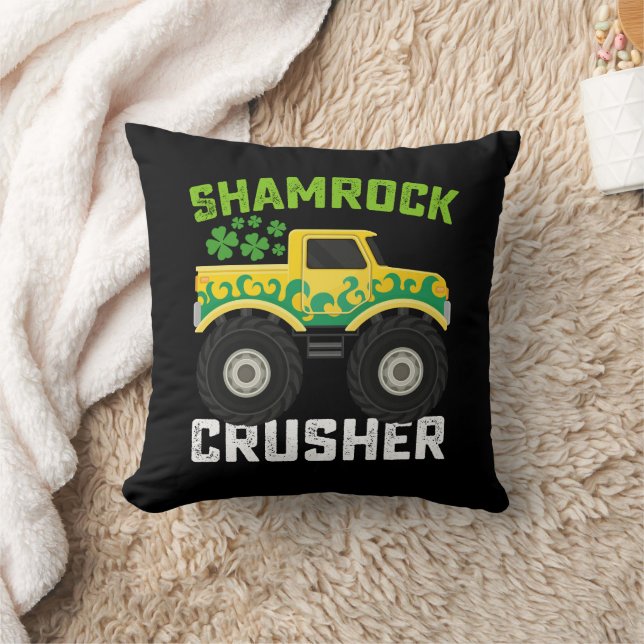 Shamrock Crusher Monster Truck St. Patrick's Dag Kussen (Deken)