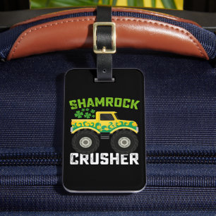 Shamrock Crusher Monster Truck St Patrick's Day Bagagelabel