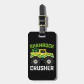 Shamrock Crusher Monster Truck St Patrick's Day Bagagelabel (Voorkant verticaal)
