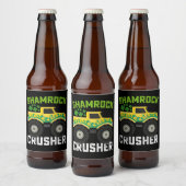 Shamrock Crusher Monster Truck St Patrick's Day Bier Etiket (Flessen)