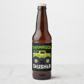 Shamrock Crusher Monster Truck St Patrick's Day Bier Etiket (Voorkant)