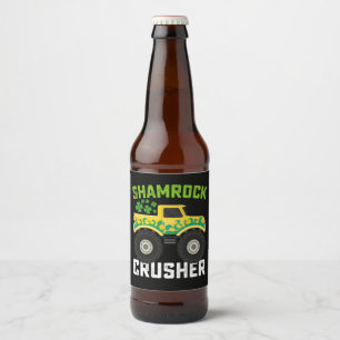 Shamrock Crusher Monster Truck St Patrick's Day Bier Etiket