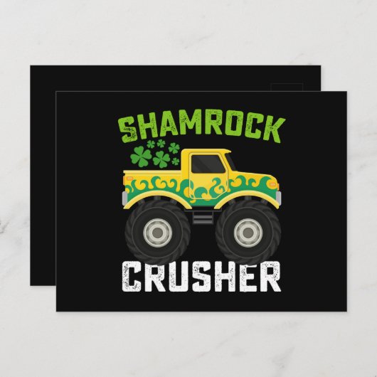 Shamrock Crusher Monster Truck St Patrick's Day Briefkaart (Voorkant / Achterkant)