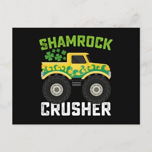 Shamrock Crusher Monster Truck St Patrick's Day Briefkaart (Voorkant)