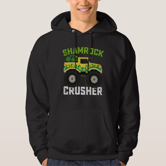 Shamrock Crusher Monster Truck St Patrick's Day Hoodie (Voorkant)