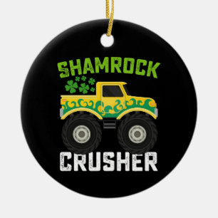 Shamrock Crusher Monster Truck St Patrick's Day Keramisch Ornament