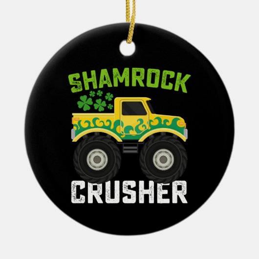 Shamrock Crusher Monster Truck St Patrick's Day Keramisch Ornament (Voorkant)