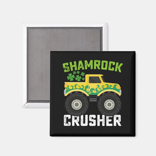 Shamrock Crusher Monster Truck St Patrick's Day Magneet (Voorkant / Achterkant)