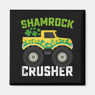 Shamrock Crusher Monster Truck St Patrick's Day Magneet