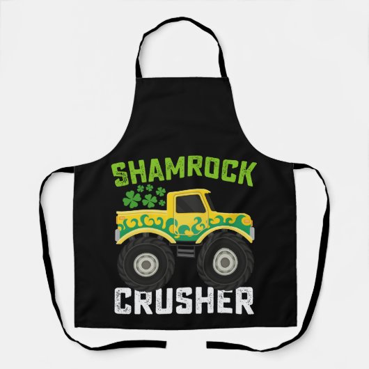 Shamrock Crusher Monster Truck St Patrick's Day Schort (Voorkant)