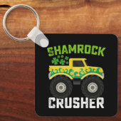 Shamrock Crusher Monster Truck St Patrick's Day Sleutelhanger (Voorkant)