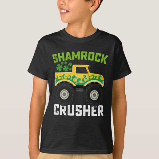 Shamrock Crusher Monster Truck St Patrick's Day T-shirt (Voorkant)
