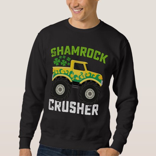 Shamrock Crusher Monster Truck St Patrick's Day Trui (Voorkant)