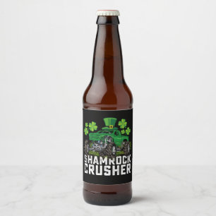 Shamrock Crusher St Patricks Day Monster Truck Bier Etiket