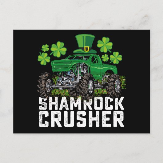 Shamrock Crusher St Patricks Day Monster Truck Briefkaart (Voorkant)