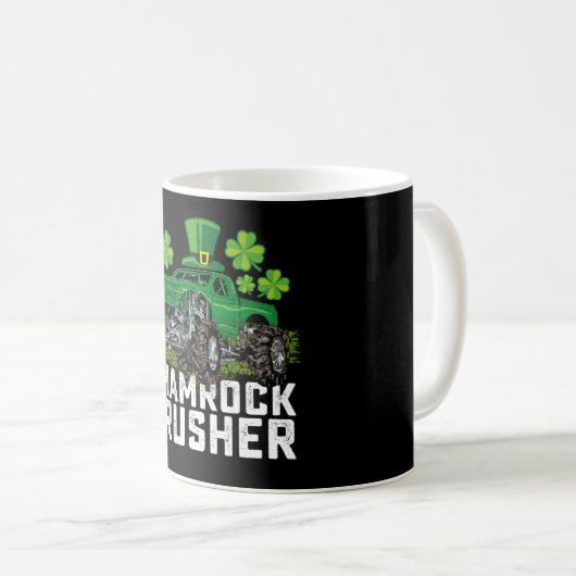 Shamrock Crusher St Patricks Day Monster Truck Koffiemok (Voorkant rechts)
