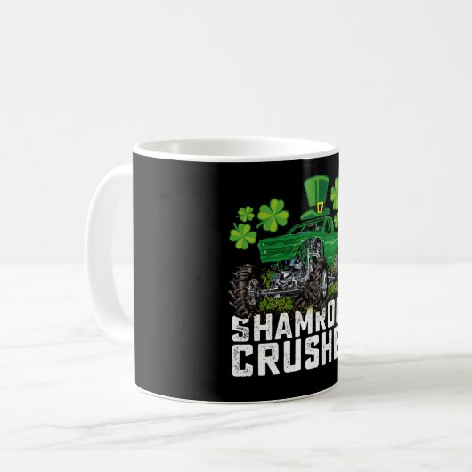 Shamrock Crusher St Patricks Day Monster Truck Koffiemok (Voorkant links)