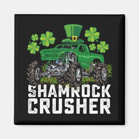 Shamrock Crusher St Patricks Day Monster Truck Magneet (Voorkant)