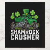 Shamrock Crusher St Patricks Day Monster Truck Wijn Etiket (Enkel label)
