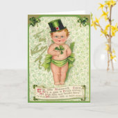 Shamrock Cupid Cherub St Patrick's Day Heart Kaart (Gele Bloem)