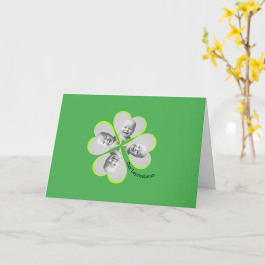 Shamrock Custom Photo St Patricks Day Kaart (Gele Bloem)