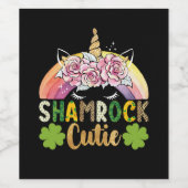 Shamrock Cutie Eenhoorn Regenboog St Patricks Dag Wijn Etiket (Enkel label)