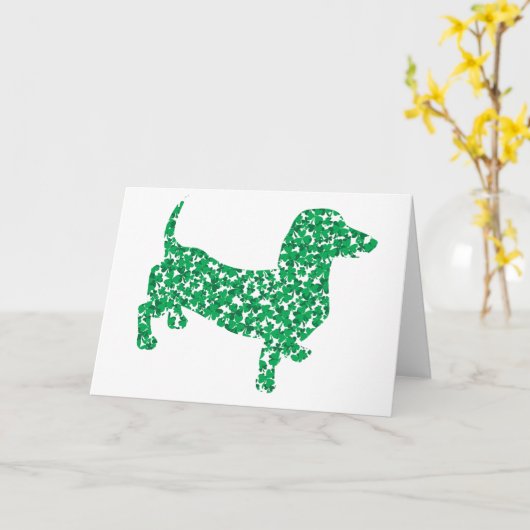 Shamrock Dachshund Kaart (Gele Bloem)
