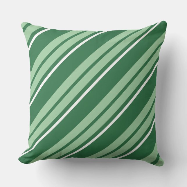 Shamrock Dark en Light Green Striped Pillow Kussen (Voorkant)