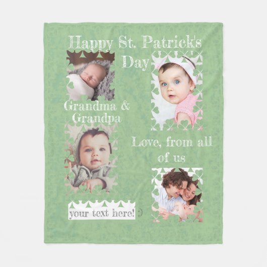 Shamrock Delightful Photo Frames Fleece Blanket (Voorkant)