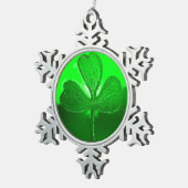 Shamrock detail van SAINT PATRICK'S CELTIC HEART Tin Sneeuwvlok Ornament (Rechts)
