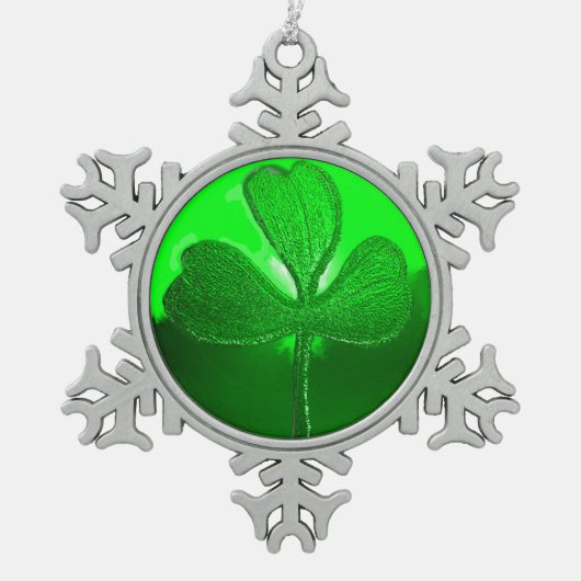 Shamrock detail van SAINT PATRICK'S CELTIC HEART Tin Sneeuwvlok Ornament (Voorkant)