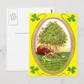 Shamrock doedelzak goud groen briefkaart (Voorkant / Achterkant)