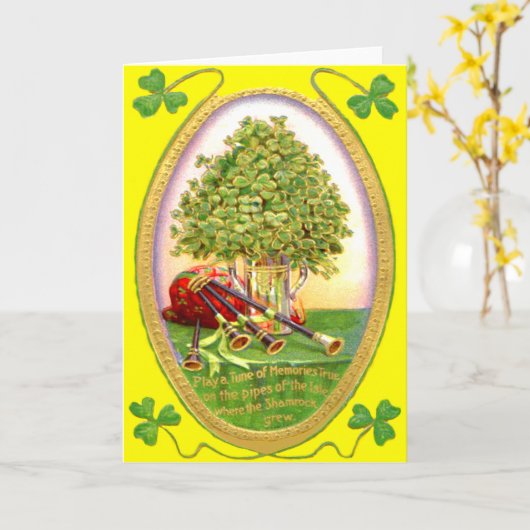 Shamrock doedelzak goud groen kaart (Gele Bloem)