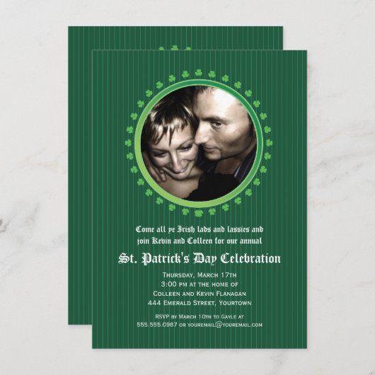 Shamrock Double Porthole St Patricks Day Party Kaart (Voorkant / Achterkant)